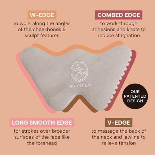 Mount Lai Vitality Qi White Jade Gua Sha Facial Tool ? The Imperial Stone of Purity ? Patented 5-Sided Professional Sculpting Tool for Lymphatic Drainage, Precision Contouring & Imperial Radiance