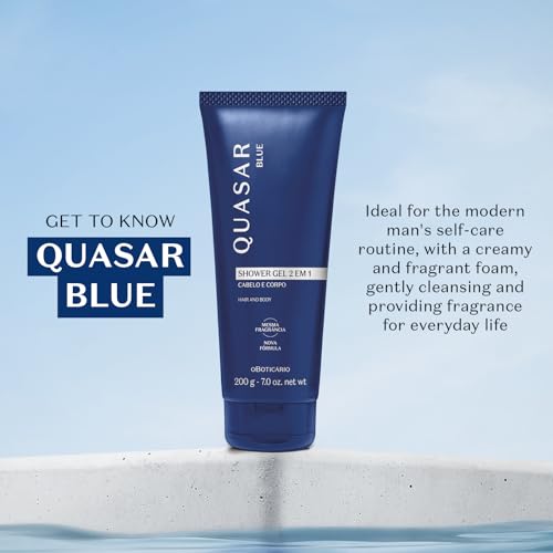 O BOTICARIO Quasar Shower Gel, Energizing 2-in-1 Body and Hair Wash for Men, 6.7 Ounce