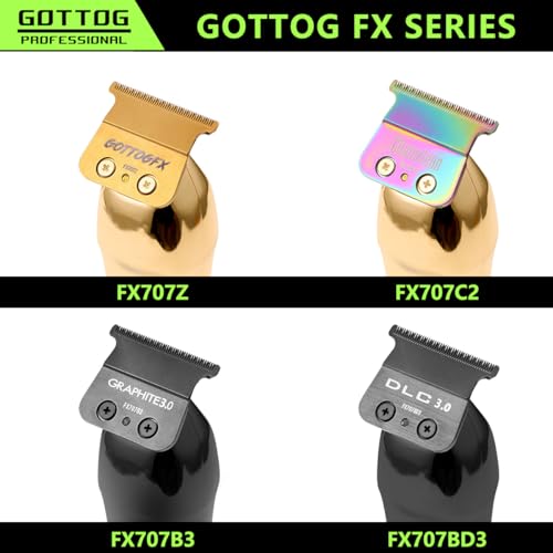 DLC 3.0 Replacement Blades for All FX787 & FX726 Trimmers, GOTTOG Zero-Gapped Replacement Blades Compatible with Barberology Trimmer Blades (FX707BD3) - Black
