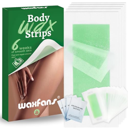 WaxFans SnapSmooth Wax Strips for Hair Removal - Body & Face Wax Strips, No Heating Required, Travel-Friendly 58 Pcs with Cleansing Wipes