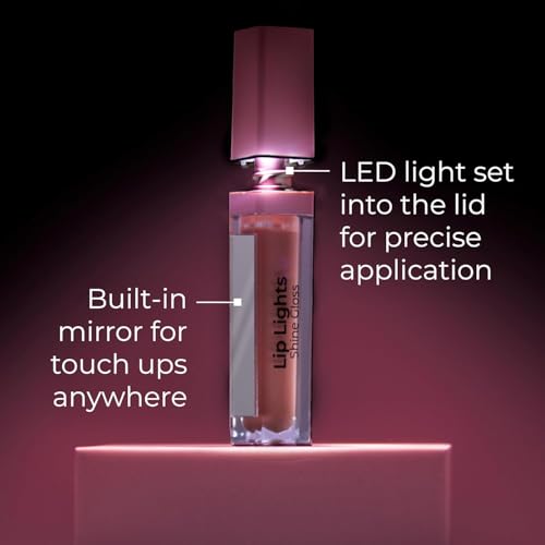 MCoBeauty - Lip Lights Shine Gloss - Clear Lip Gloss - High Shine Glass-Like Finish with Built-In LED Light & Mirror - Moisturising Lightweight - Face Makeup