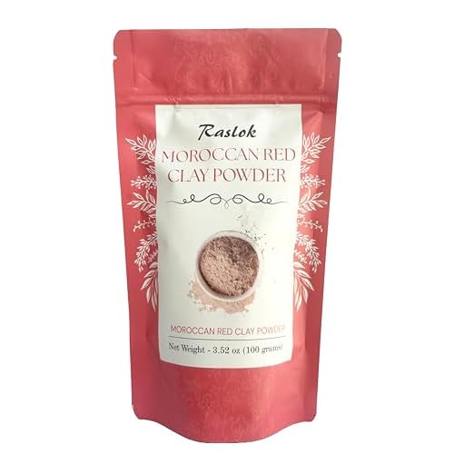 Moroccan Red Clay Powder 100g | 3.52 oz. | Suitable for Face Mask, Scrub,Soaps,Bath Bombs, Body Wraps | Very Fine Powder | No Additives | Detoxifies, Removes impurities