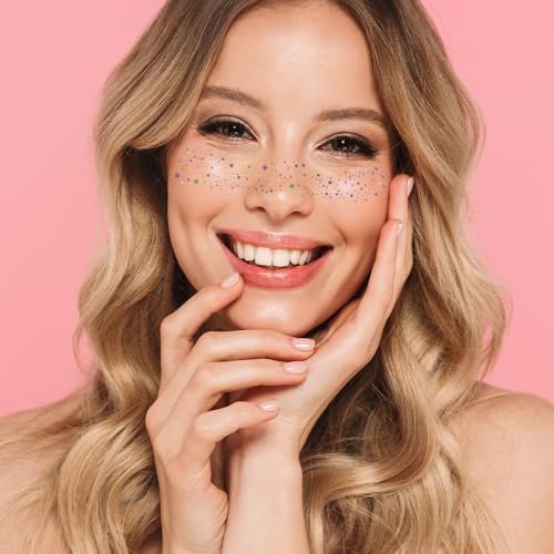 MARDI GRAS FACE FRECKLES set of 10 premium festival waterproof temporary metallic silver purple green foil face Flash Tattoos | silver freckles, metallic tattoo, face flash, face shimmer, freckles