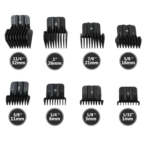 2024 Upgraded 8 Pack Trimmer Guards Set for BaBy-liss-PRO Barber-ology FX787 & FX726 Trimmer, Replacement Guards with Metal Spring Clip