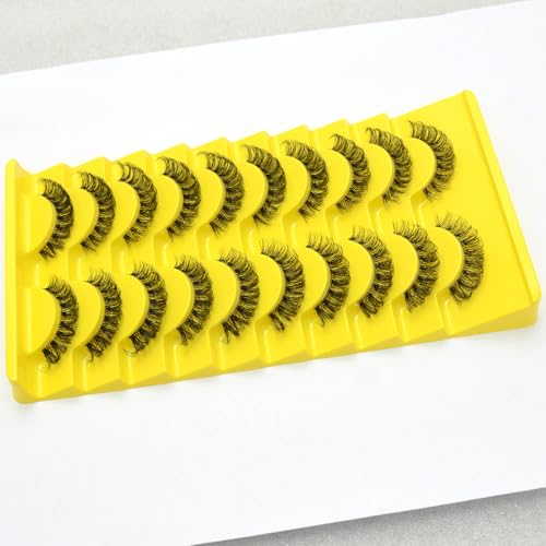 False Eyelashes Natural Look Faux Mink Lashes Russian Strip Lashes C Curl Wispy Like Eyelash Extension Fluffy Transparent Band Cat Eye Fake Eyelashes Pack 10pairs