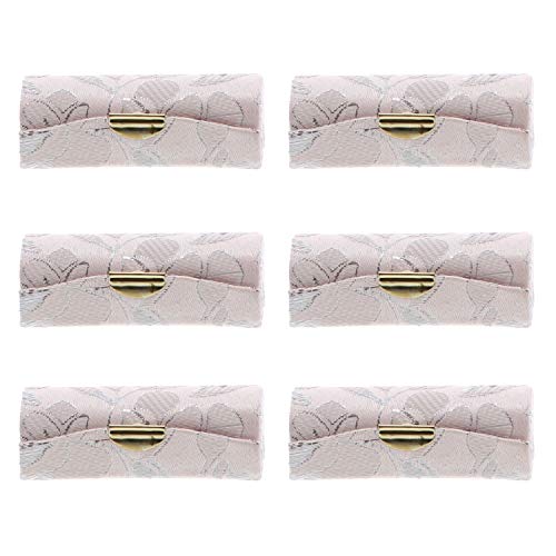 Peach Elegant Ladies Lipstick Case with Mirror Purse Holder Set of 6