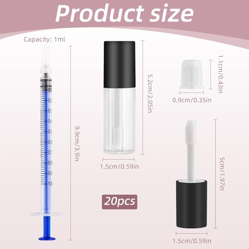 20PCS Clear Mini Lip Gloss Tubes, 1.2 Ml Clear Plastic Lip Gloss Bottles, Empty Lip Gloss Tubes/Refillable-Lip-Balm-Gloss Containers for DIY Lip Gloss, Travel Toiletries