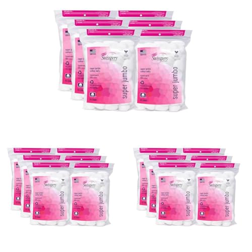Swisspers Premium Super Jumbo Cotton Balls ? 70 Count (Pack of 18) ? Extra-Large, Soft, and Absorbent Cotton Balls for Beauty and Personal Care Needs ? 100% Cotton