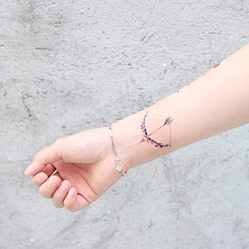 8 Pieces Small Cute Wrist Women Peacock Green Blue Pink Red Feather Rainbow Arrow Temporary Tattoo