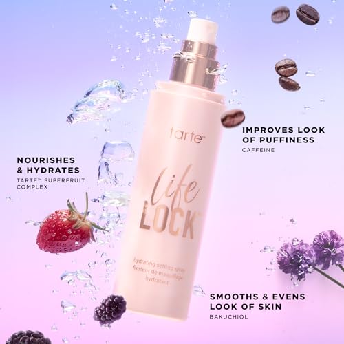 tarte Life Lock Hydrating Setting Spray ? 10-in-1 Weightless Mist with Hyaluronic Acid to Hydrate & Lock Long-Lasting Makeup, Waterproof, Sweatproof & Transfer-Resistant, Vegan & Cruelty Free