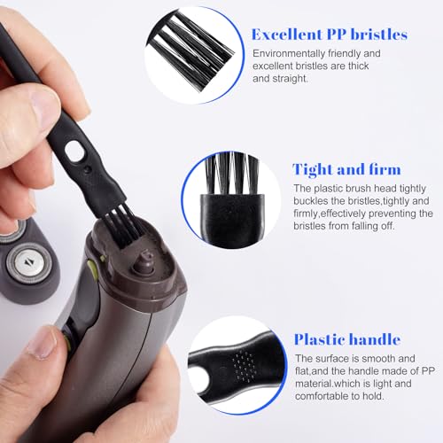 PAGOW 24 Pcs Electric Razor Cleaning Brush, Shaver Razor Clipper Cleaner Brush, Electric Shaver Hair Remover Cleaning Brushes, Nylon Bristles PP Handle, 2 Sizes (Black)