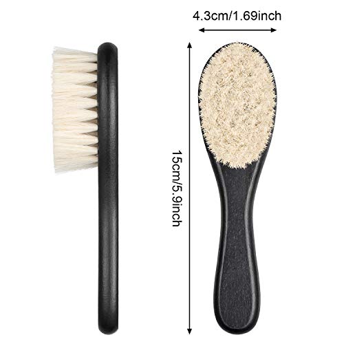 4 Pieces Barber Fade Brush Set with Natural Fiber Wooden Handle - Beard Styling Brush, Neck Duster, and Cleaning Brush for Men's Grooming