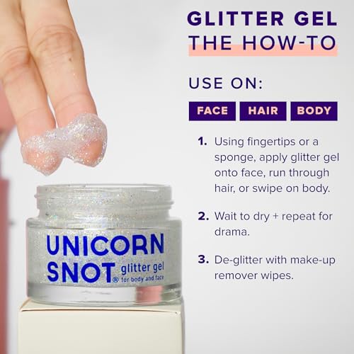 UNICORN SNOT Holographic Face Glitter & Body Glitter Gel | Hair Glitter, Vegan & Cruelty Free, 1.7 oz Silver Glitter (Disco)