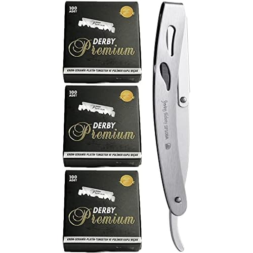The Shave Factory Straight Edge Razor Kit - with Single Stainless Steel razors for men from (Matte, Derby Premium Single Edge)