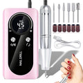 Nail Drill Machine 45000RPM, Professional Nail Drill Rechargeable, Low Noise Gel Drill Kit with 6 Drill Bits & Sanding Bands, Nail Electric File for Shaping, Polishing & Removing at Salon & Home
