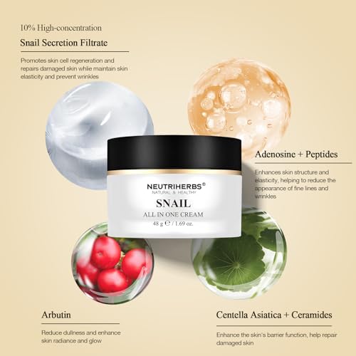 Neutriherbs Pro 10% Snail Mucin Moisturizer, Face Cream For Women & Men, 20X Concentrated Anti-Aging & Skin Repair, USA-Sourced Snail Secretion Filtrate - 1.69 oz