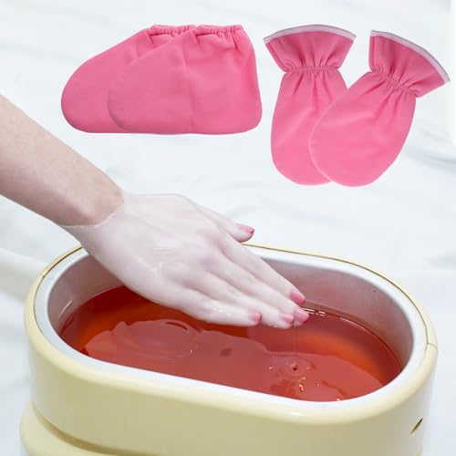Paraffin Wax Gloves and Booties Set for Hand and Foot Care Heat Retention Covers for Moisturizing and Circulation Boosting Washable and Lightweight 12X6X0.4 Inches