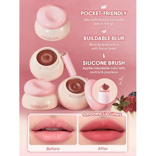 SHEGLAM Bounce Putty Pocket Lip Pot velvet Matte Lip Gloss Soft High Pigment Color Lip Stain with Brush-Tomato Tango