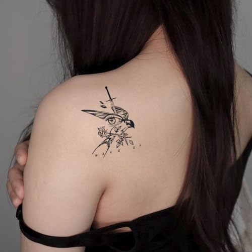 Semi Permanent Tattoo, 2 Sheets Realistic Temporary Tattoos for Women Men Adult, Lasts 2 Weeks Fake Tattoo for Arm Wrist, Waterproof and Non-Reflective, Unique Eye & Sword Designs Couple Tattoos