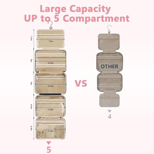 urophylla Detachable Travel Toiletry Bag for Women - Large Toiletry Bags for Traveling Women - Hanging Makeup Cosmetic Bag, Organizer for Travel Accessories Cruise Essential - Travel Size Toiletries