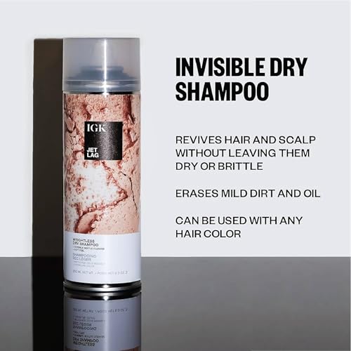 IGK Jet Lag Invisible Dry Shampoo | Full + Travel Size | Weightless Buildable Formula+ Finely Milled Volcanic Ash for Lightweight Cleansing and Removing Dirt & Oil | 2 Pack