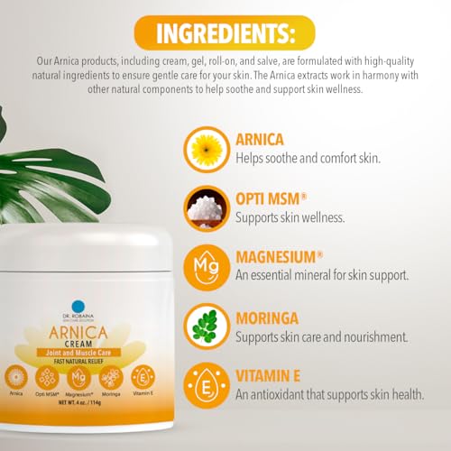 Dr. Robaina Arnica Bruise Cream 4 oz ? Concentrated Arnica & Vitamin K Moisturizer for Skin That Looks More Even After Bumps & Cosmetic Touch-Ups ? Fast-Absorbing, Non-Greasy, Made in USA
