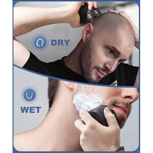 Head Shavers for Bald Men, 10000 RPM High-Speed 6D Magnetic Razor, IPX8 Waterproof Wet/Dry Shaving, Hypoallergenic Blades, LED Display & Storage Case, Lustrous Black