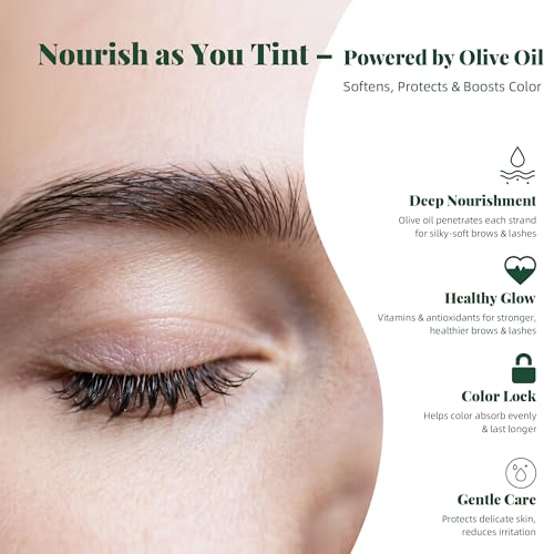 Lash & Brow Color Kit with Olive Oil ? Safe, Long-Lasting Coloring for Natural Fuller Brows & Lashes, Gentle on Skin, Easy DIY Salon-Quality Results at Home (Black)