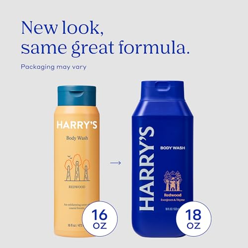 Harry's Men's Body Wash - Redwood - 18 fl oz - Shower Gel for Men - No Parabens,Sulfates,or Dyes,(Pack of 6)