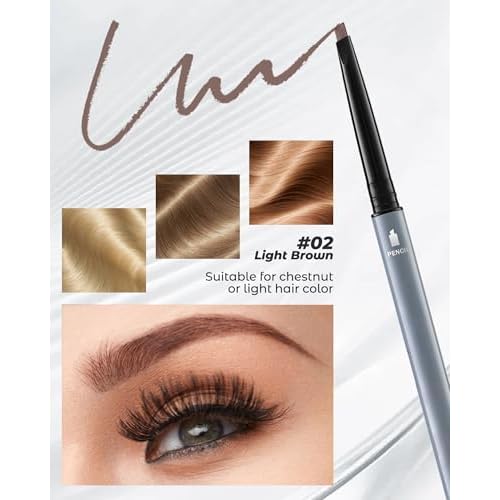 Ultra-Fine Micro Eye Brow Pencil - 6 Pack Waterproof Eyebrow Pencils for Women | 0.5mm Fine Tip with Brow Razor | Hair-Like Strokes for Natural Looking, Filling & Shaping Brows (Light Brown)