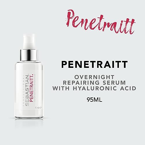 Sebastian Professional Penetraitt Overnight Repair Serum with Hyaluronic Acid & Niacinamide | Moisturizing Leave-in Treatment for Dry, Damaged Hair | 3.2 fl oz