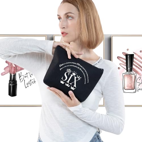 G2TUP SIX Queen Makeup Bag Theatre Fans Gift We¡¯re Six Zipper Pouch Bag Queen Cosmetic Bag (We¡¯re Six-Black)