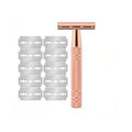 Men's and Women's Manual Razor Safety Razor with 10 Double Edge Blades, Double Edge Razor, Reusable Razor Kit, Eco-Friendly, Smooth Close Shave, Plastic-Free (Pink)