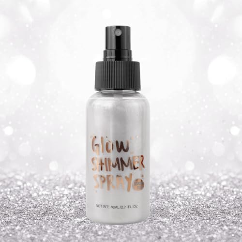 Body Glitter Spray for Hair & Face - Shimmer Makeup Spray with Glitter for Women & Kids, Non-Sticky Glitter Hairspray for Parties, Halloween & Cosplay, Lasting Sparkle 2.7 Fl Oz£¨White£©
