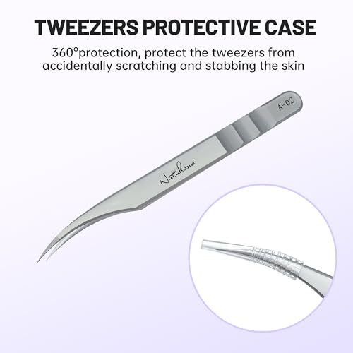 High Precision Lash Tweezers for Individual and Volume Eyelash Extensions Premium Stainless Steel Curved Fiber Tip Professional Isolation Tweezer