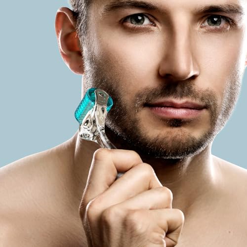 Derma Roller Microneedle, Titanium 192 Micro Needle Dermal Roller Face Beard Home Use (Crystal Blue)