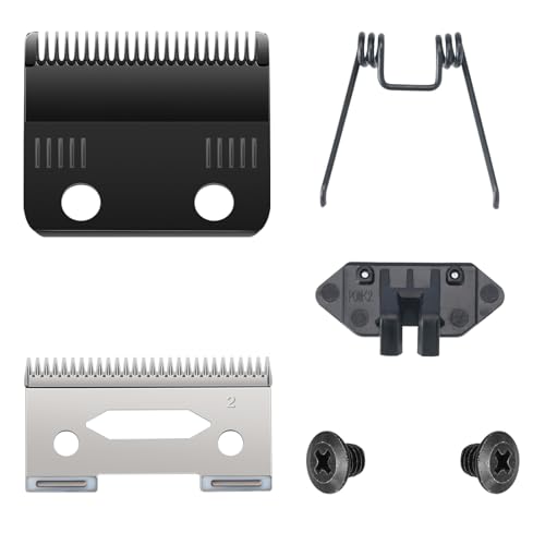 VGR 001 Clipper DLC Carbon Steel Blade Replacement, Professional Precision Ceramic Moving Clipper Blades with 2 Pairs Screws, Model Clipper with Coating Fix Blade Set