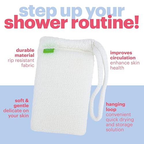 Bath Scrubber for Body by Afterspa, Shower Brush, Back Loofah, Body Exfoliator, Vegan and Cruelty Free (Pack of 6)