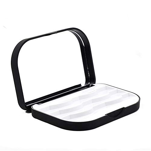 Cosmetic Case Empty Eyelashes Storage Case with Makeup Mirror Holder Box Fake Eyelash Packing Travel Storage Case Eyelashes Bag(Black)