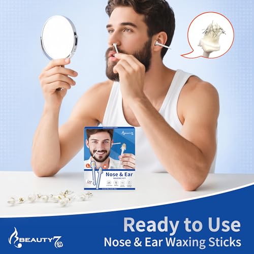 Beauty7 Nose Wax Kit, Ready to Use Waxing Sticks- Nose and Ear Epilation, Easy to Use, Safe and Natural Hair Removal Kit- 16 Wax Sticks