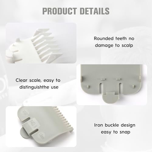 12 Pcs 1/2 Guard Compatible with Wahl Clipper Guards Set Hair Clipper Trimmer Guards #1/2-1/16" (1.5 mm) #1-1/2-3/16" (4.5 mm) Compatible with Wahl #3354-100 Fits Most Size Clippers Guide Comb(Grey)