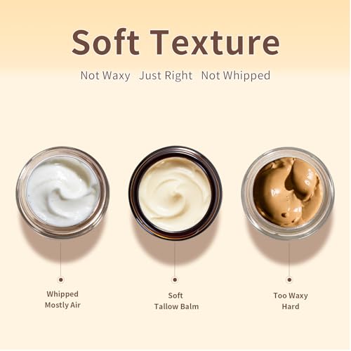 Upgraded Organic Beef Tallow for Skin & Face ? Whipped Grass-Fed Tallow and Honey Balm for Dry, Sensitive Skin, Natural Hydrating Face Moisturizer with Raw Honey (Unscented)