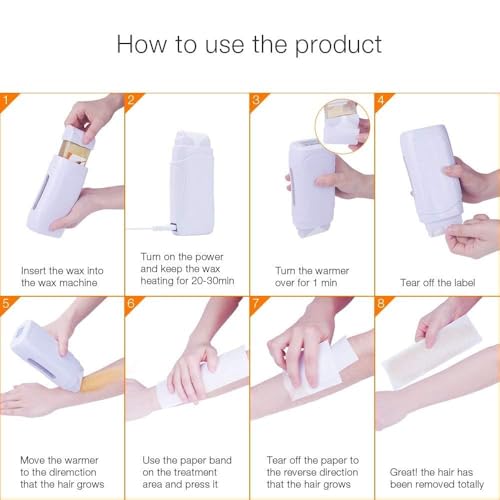 ZJchao Electric Depilatory Roll On Brazilian Wax Heater, Portable Wax Warmer with LCD Temperature Display for Home and Travel Use (US Plug 110V)