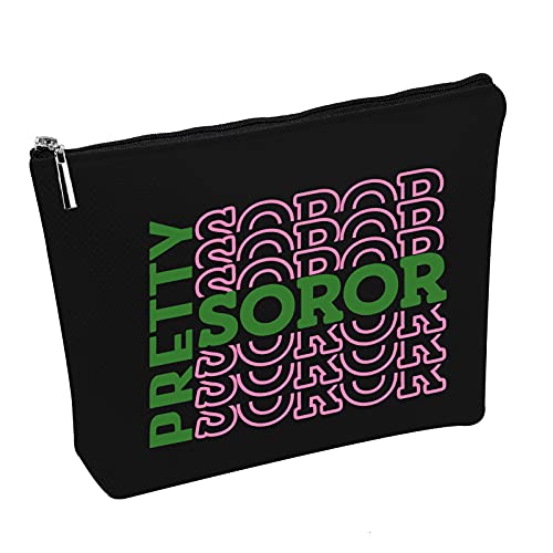 PWHAOO Pink and Green Sorority Gift Make Up Bag Graduation Gift For Sorority Sister (Pretty Soror)