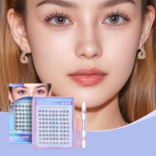 MLEN DIARY Lash Clusters Kit 105Pcs Natural Wispy Cluster Lashes 10.5-13.5MM C Curl Eyelash Extensions Individual Lashes Kit with Lash Bond and Remover Tweezers Beginners DIY at Home