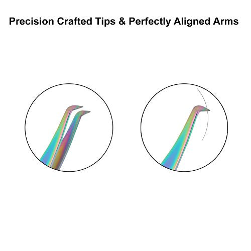 Eyelash Extension Tweezers Japanese Stainless Steel In Multi Titanium Coating