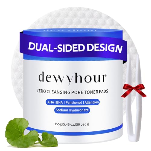 dewyhour Cleansing Face Pads, Gentle Exfoliation Toner Pads for Face with AHA & BHA ? Korean Skin Care Moisturizing Dual-Sided Textured Pad Sensitive Skin