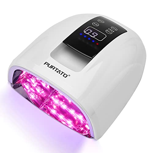 Professional Salon Rechargeable 90W UV LED Cordless Nail Lamp,45 lamp Beads Long Battery Life,Removable Stainless Steel Bottom, 4 Timer Setting and Smart Sensor Nail Dryer (White)