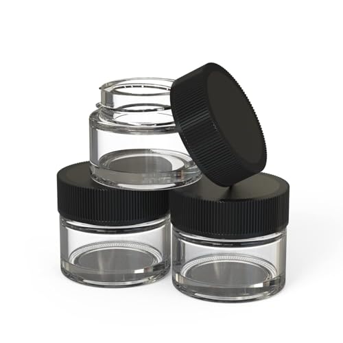 100 Pack 5ml Jar Screw Lid Black - Small Glass Cosmetic Packaging Container for Cream, Wax, and Balms