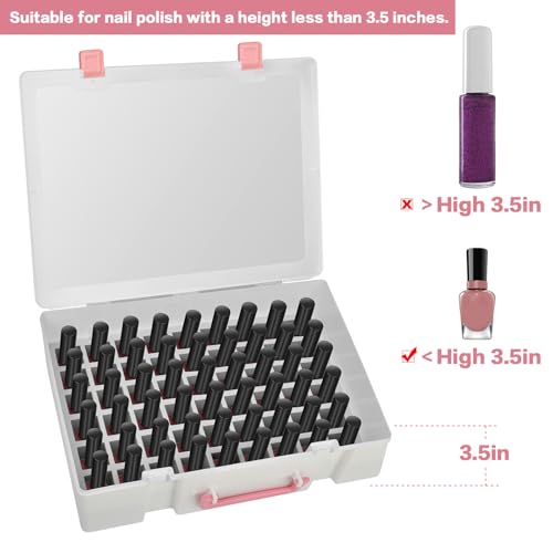 FULLCASE Nail Polish Organizer, 54 Bottles Nail Storage with Separate Sponge Compartment for Sally Hansen/for GAOY/for OPI/for Essie/for CANNI Gel/for DND Gel Polish